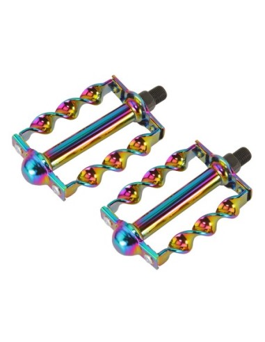 Twisted Flat Pedals 1/2 W/Logo Oil Slick.